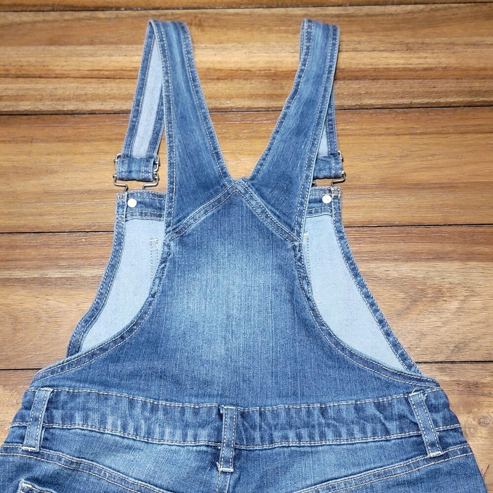 No Boundaries Girls Dark Wash Shortalls - Size Junior Medium (7-9) - Picture 5 of 7